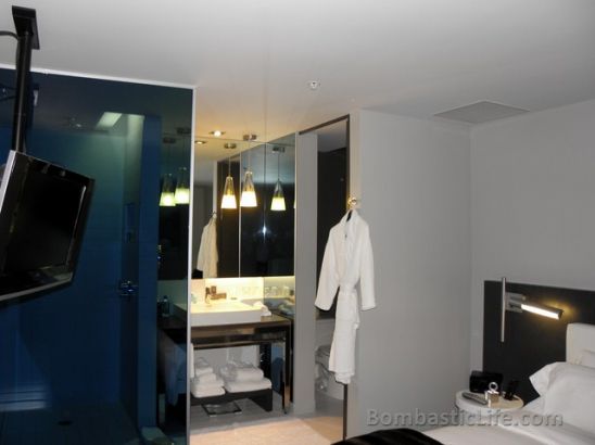 Bedroom of a Wow Suite at the W Hotel in Montreal.