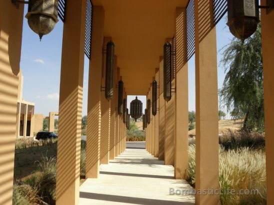 Walkway near the entrance of Banyan Tree Resort Al Wadi in Ras Al Khaimah, UAE.