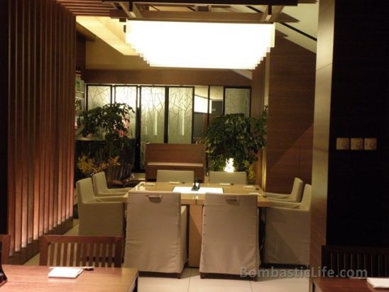 Interior of Keyaki Japanese Restaurant in Singapore.