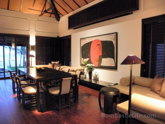 Living Room of Pool Villa at The Nam Hai Resort in Hoi An, Vietnam.