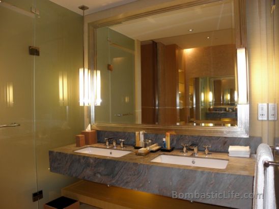 Bathroom of an Orchard Suite at Marina Bay Sands Hotel in Singapore.