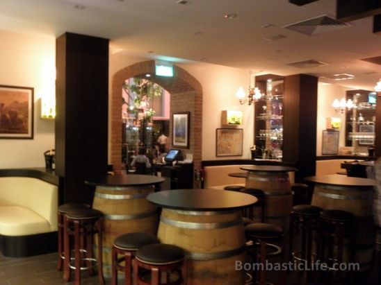 Interior of Vintry Wine Bar in Singapore.