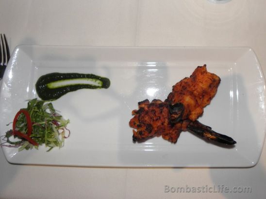 Samarkand Prawn - Tandoor roasted prawn filled with spicy crab meat at Rang Mahal.