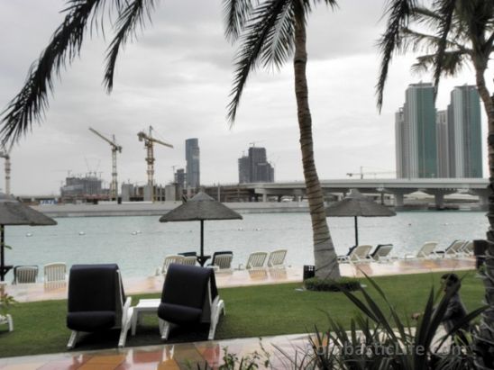 View from the deck of Prego's Italian Restaurant at Beach Rotana Hotel in Abu Dhabi. 