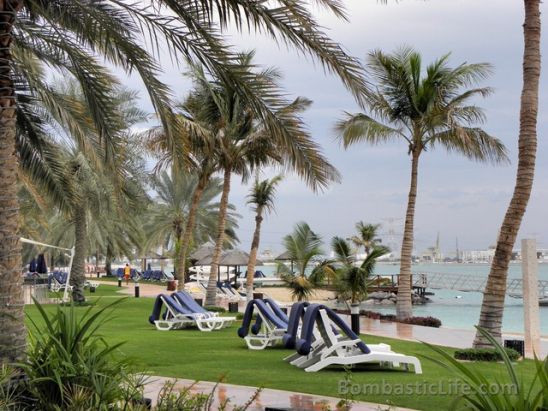 View from Prego's Italian Restaurant at Beach Rotana Hotel in Abu Dhabi. 