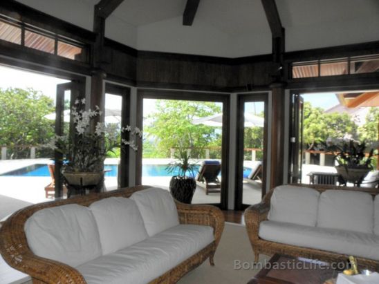Living Room of a Two Bedroom Villa at Amanpulo Resort in the Philippines.
