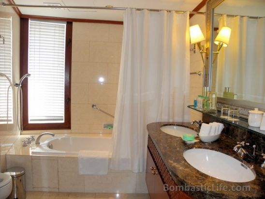 Master Bathroom in the Bedroom of our Tower Suite at the Shangri-La Hotel Edsa - Manila, Philippines.
