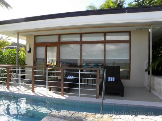 Small deck and pool of our Beach Front Luxury Villa with Private Pool Misibis Bay Resort.