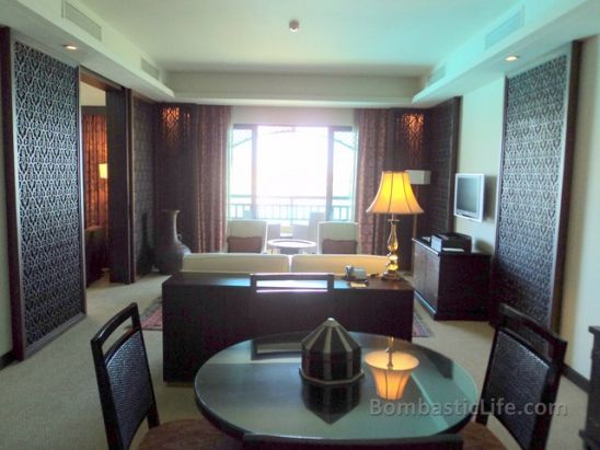 Dining Room and Living Room of a Palace Suite at the Palace Hotel Old Town in Dubai. 