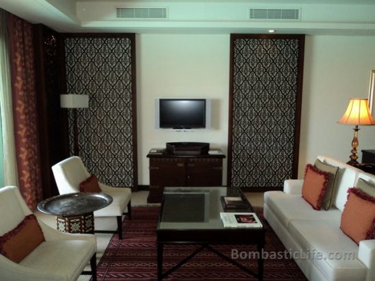 Living Room of a Palace Suite at the Palace Hotel Old Town in Dubai. 