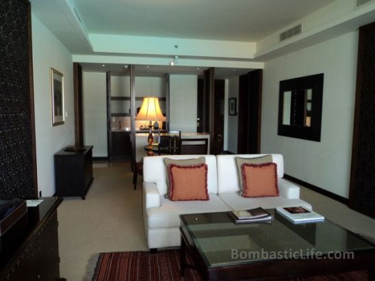 Living Room of a Palace Suite at the Palace Hotel Old Town in Dubai. 