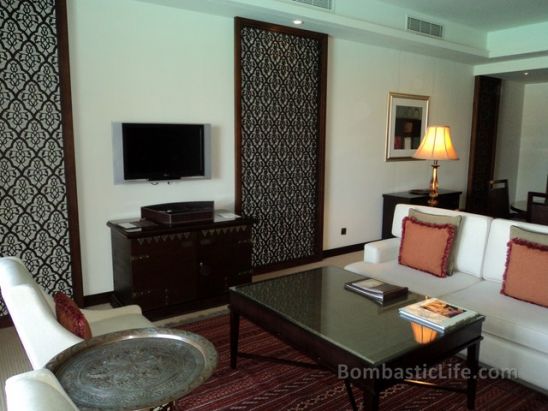 Living Room of a Palace Suite at the Palace Hotel Old Town in Dubai. 