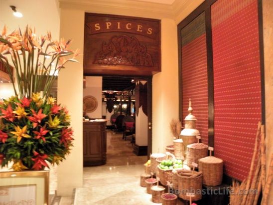 Entrance of Spices Asian Restaurant at the Peninsula Hotel – Manila, Philippines.