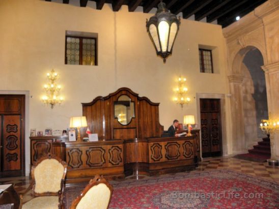 Reception Desk of the Ca Sagredo Hotel in Venice.