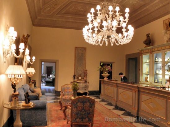 Front Desk at the Four Seasons Hotel in Florence, Italy.