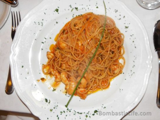 Spaghetti and Scampi at Vecia Cavana. 