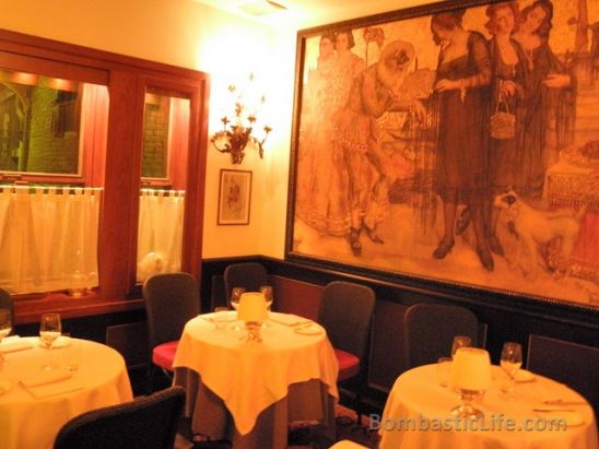 Indoor dining room at Antico Martini Restaurant in Venice, Italy.