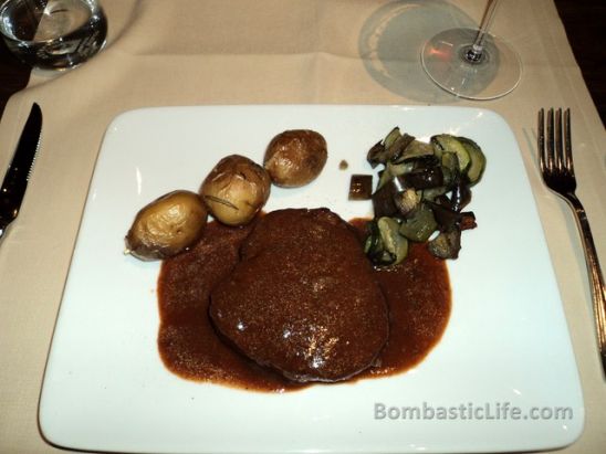 Beef fillet with Amarone sauce at Enoteca San Marco in Venice, Italy.