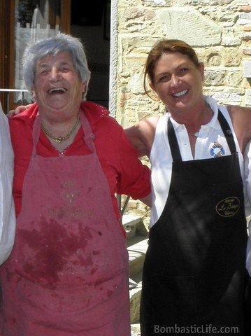 Mama Gina and her daughter at La Bottega Restaurant in Tuscany.