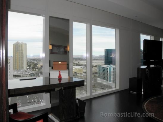 Living Room of a Strip View Suite at the Mandarin Oriental Hotel in Las Vegas.