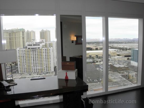 Living Room of a Strip View Suite at the Mandarin Oriental Hotel in Las Vegas.