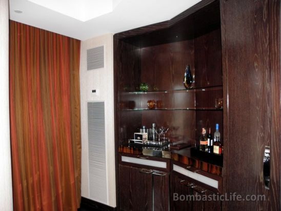 Living Room of a Strip View Suite at the Mandarin Oriental Hotel in Las Vegas.