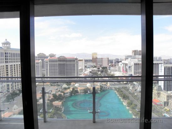 View from the Living Room of our Wrap Around Suite at The Cosmo Hotel in Las Vegas.