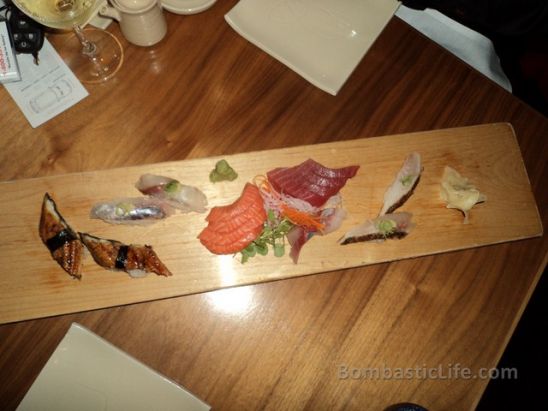 Sashimi and Unagi Sushi at Jun-I Sushi Restaurant in Montreal.