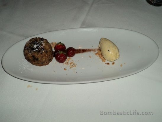 Hazelnut budino, chocolate and banana ice cream at Bice in Montreal.