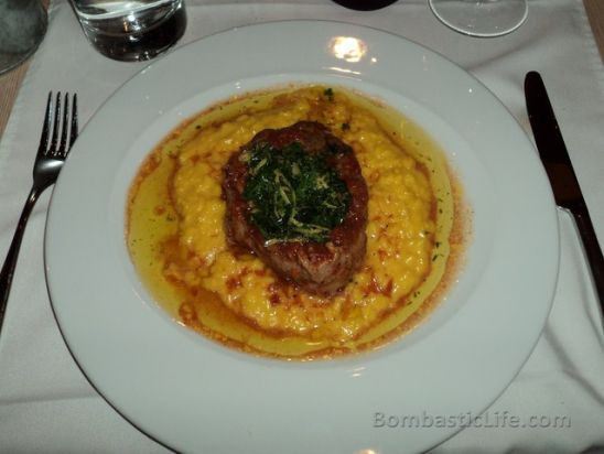 Osso Bucco alla Milanese, braised veal shank, with risotto at Graziella Italian Restaurant in Montreal 