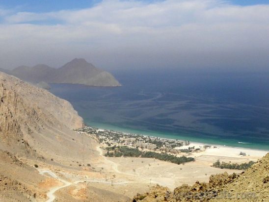 View of Six Senses Zighy Bay as we came over the mountain. 