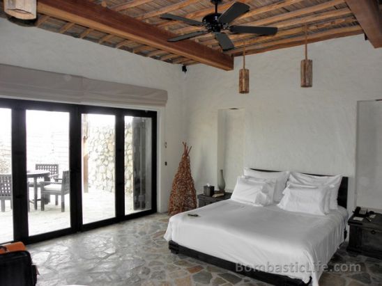 Bedroom of our Beach Front Pool Villa at Six Senses Zighy Bay in Oman.