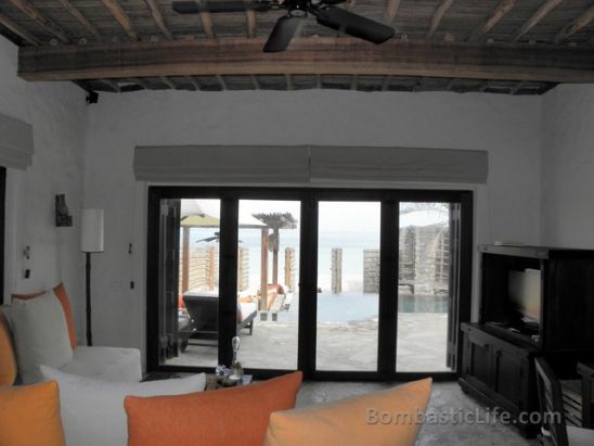 Living Room of our Beach Front Pool Villa at Six Senses Zighy Bay in Oman.