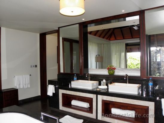Bathroom of a Beach Villa at the Four Seasons Mauritius Resort.