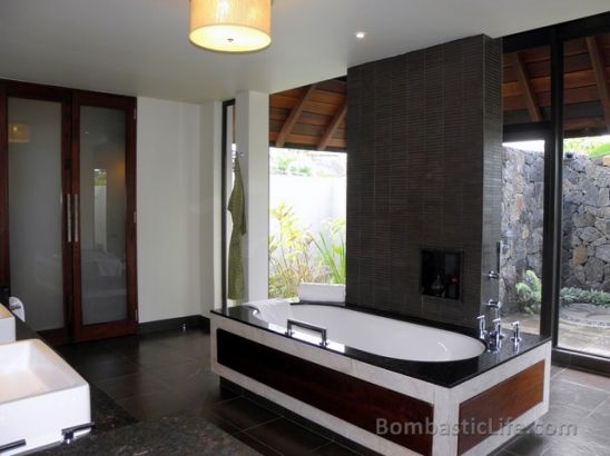 Bathroom of a Beach Villa at the Four Seasons Mauritius Resort.