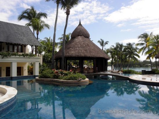 Main Pool by Reception at Le Touessrok Resort in Mauritius.