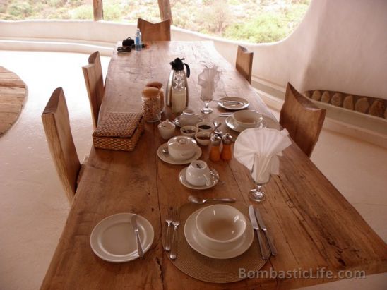 Dining Table set for Breakfast at Little Shompole in Kenya.