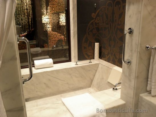 Bathroom of a King Deluxe Bedroom at Jumeirah Zabeel Saray in Dubai. Look how huge the bathtub is!