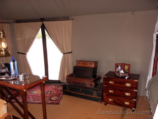 Interior of a luxury tent at Singita Sabora Tented Camp - Grumeti Reserves, Tanzania.