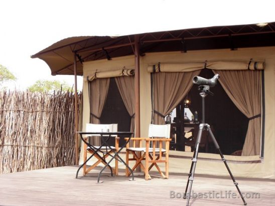 Back deck of a luxury tent at Singita Sabora Tented Camp - Grumeti Reserves, Tanzania.
