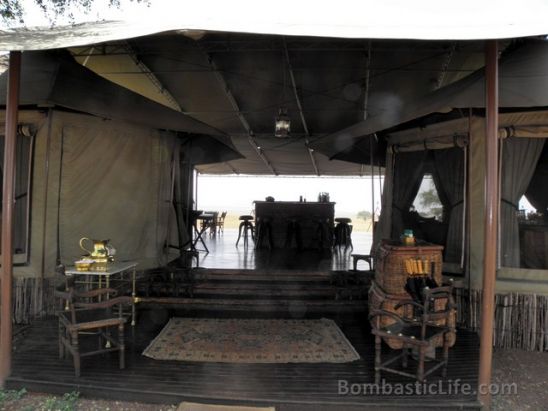 Entrance to the main tent at Singita Sabora.