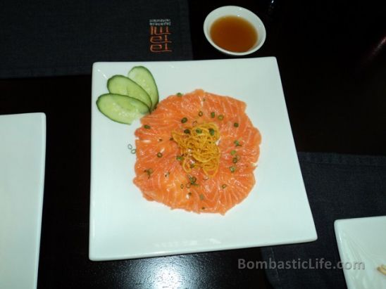 Salmon Carpaccio at Tatami in Kuwait.