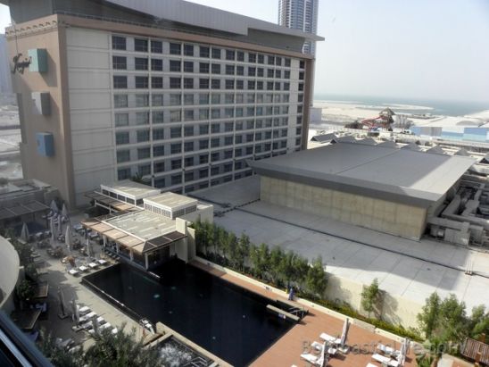View from our Deluxe Room at Kempinski Hotel Grand in Bahrain. 