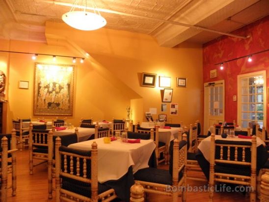 Interior of Nirvana Indian Restaurant in New Orleans.