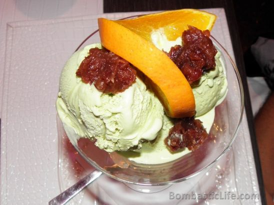 Green Tea Ice Cream served with red bean sauce at Di.