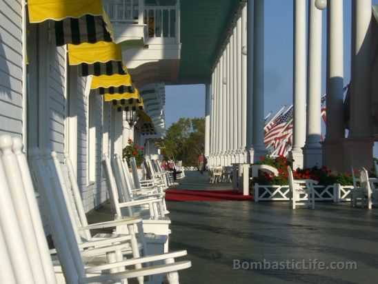 Porch of The Grand Hotel on Mackinaw Island.  Reportedly the longest porch in the world. 