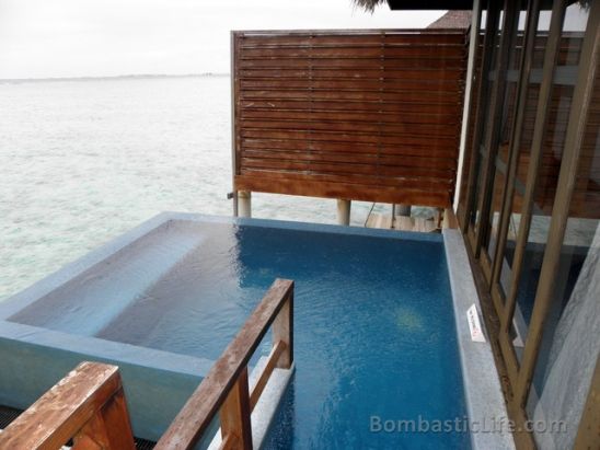 Our plunge pool at our villa at Velassaru.