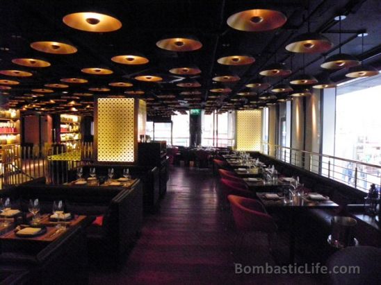 The upstairs dining room at Spice Market at the W Hotel in London.