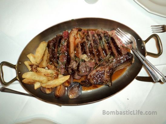 Rib of beef with bone marrow and Tropea onions at Zafferano.  