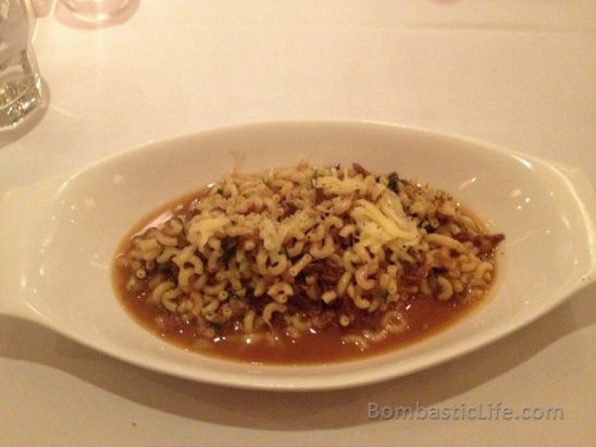 Coquilettes pasta with slow cooked oxtail stew at La Marmite French Bistro in Hong Kong